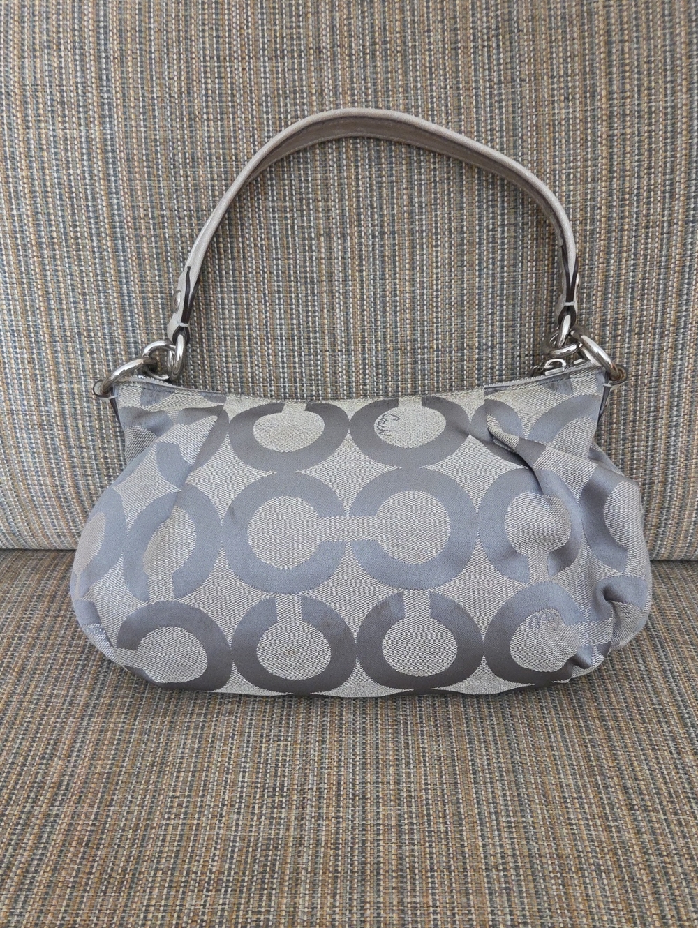 Coach Poppy Gray Signature Canvas Shoulder Bag with Removable StrapCoavh - Picture 7 of 11
